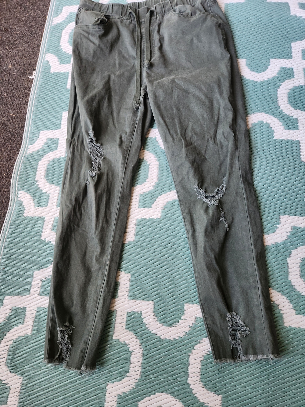 YMI Olive Distressed Skinny Jeans